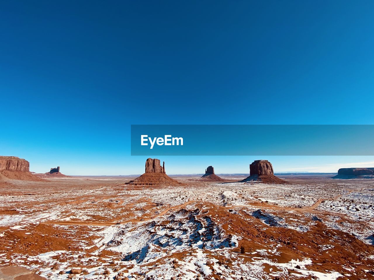 Scenic view of landscape against clear blue sky