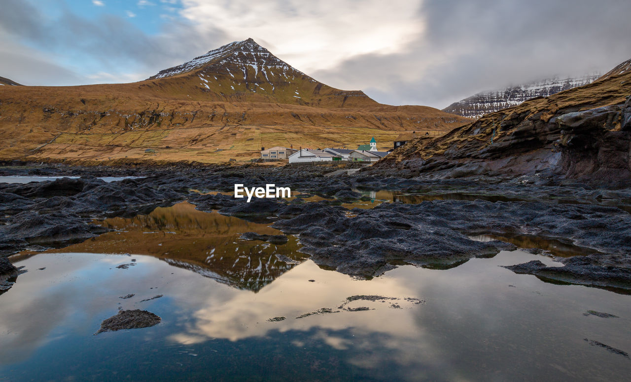 Scenic view of gjógv,  it is a village located on the northeast tip of the island of eysturoy