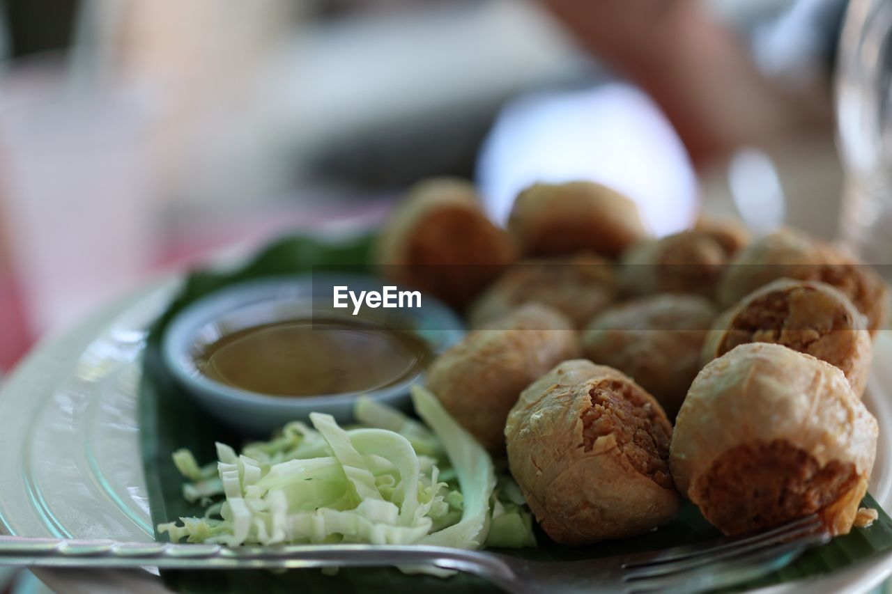 Close-up of food in plate on table