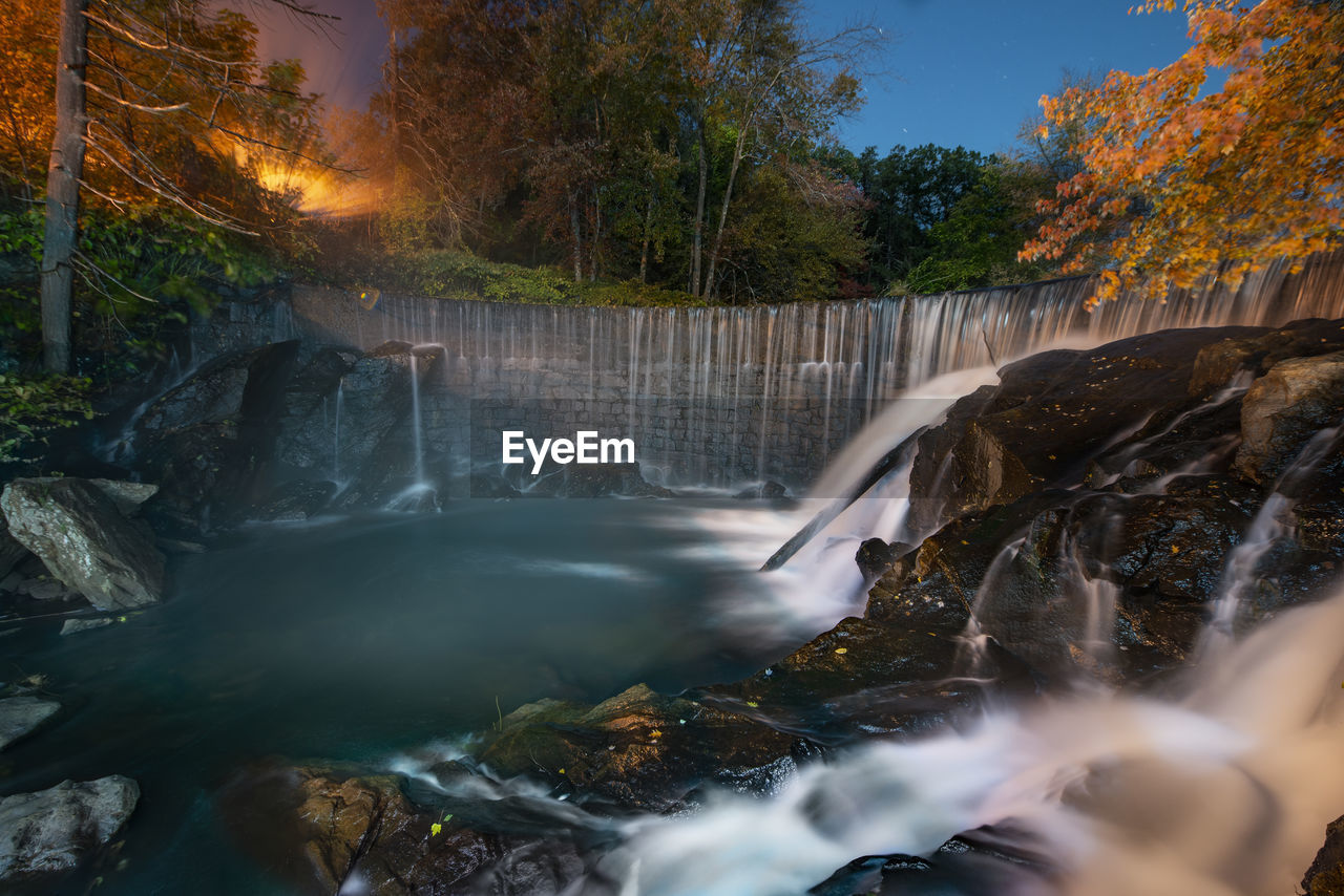 Manmade falls at night light painting
