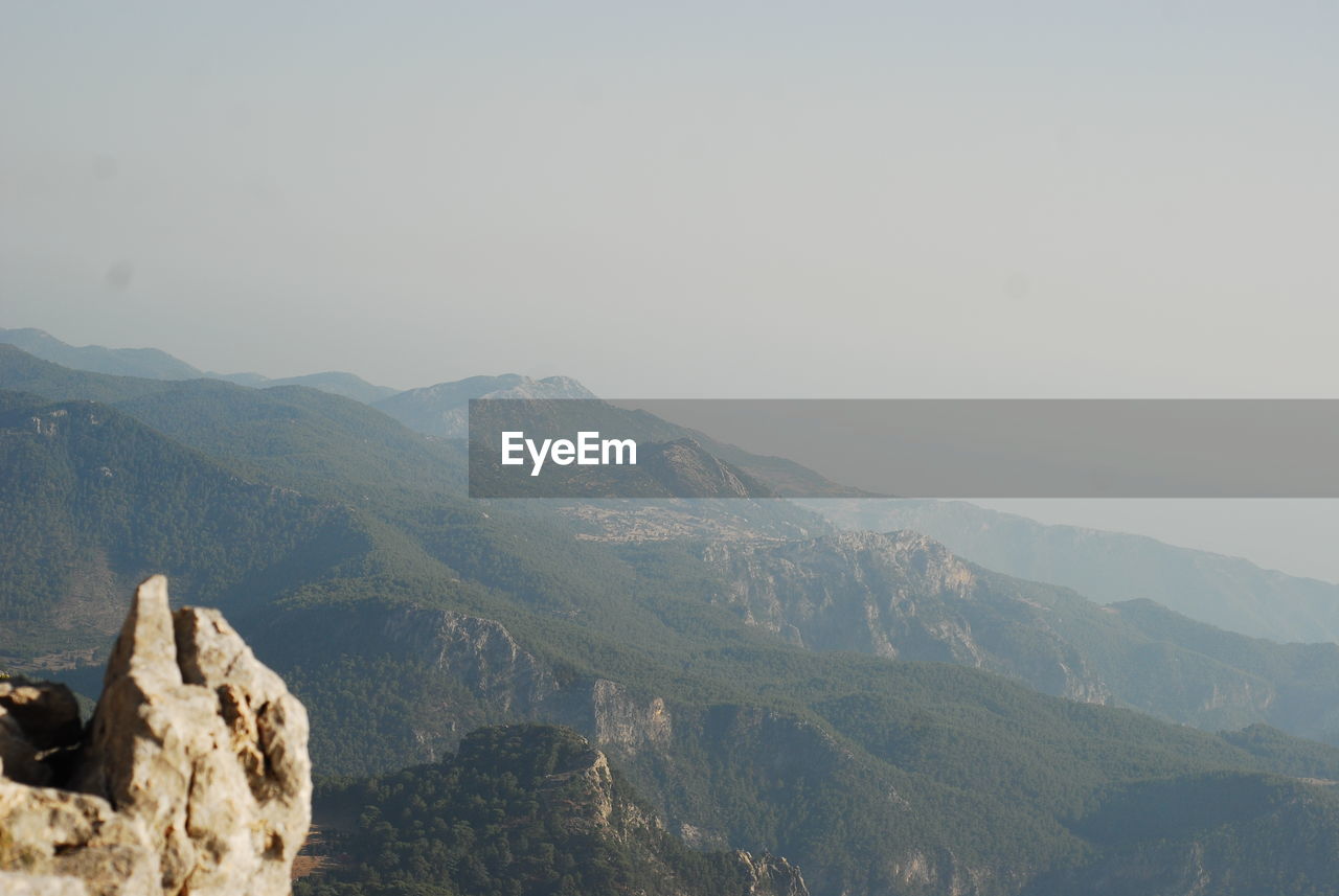 Scenic view of mountains against clear sky