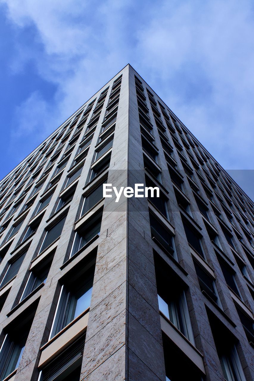 Low angle view of modern building against sky