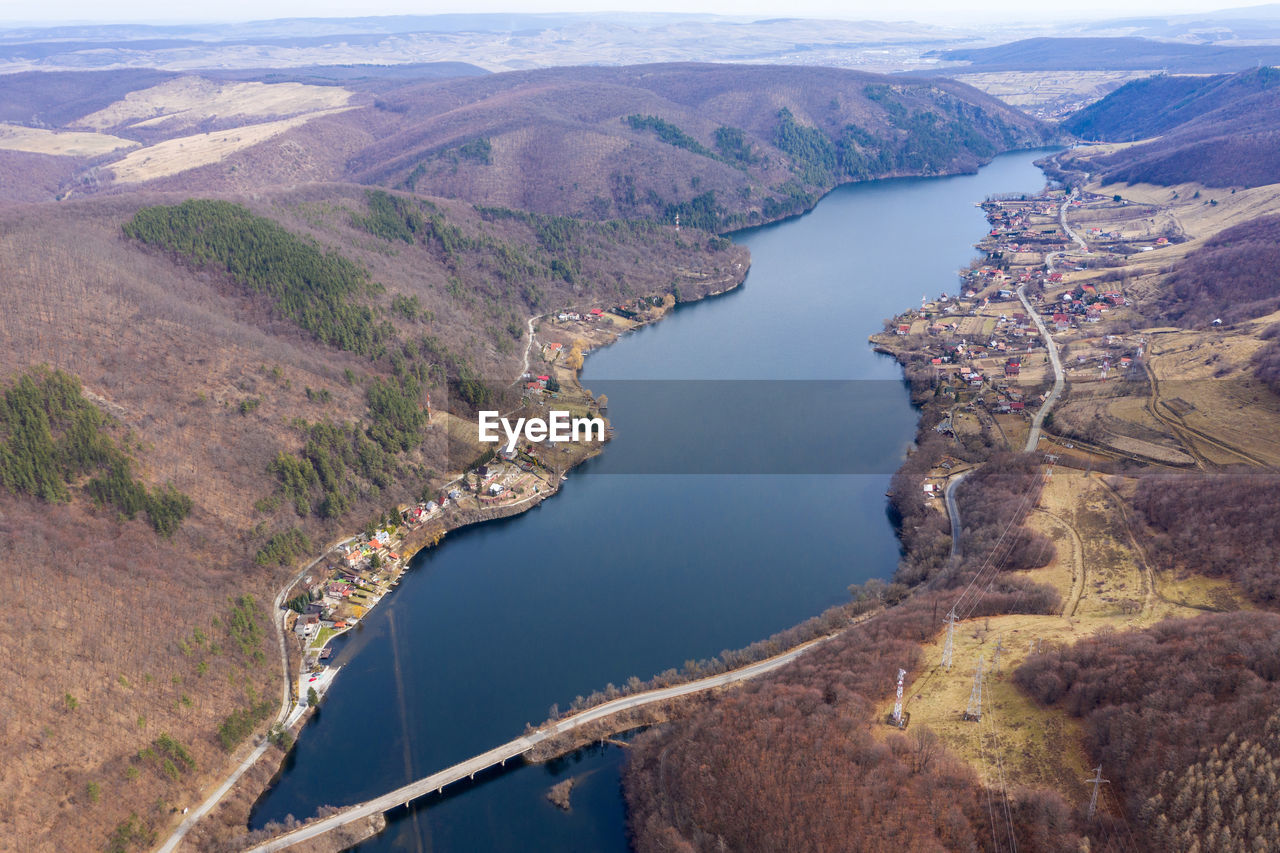 Aerial view of a lake, drone shot