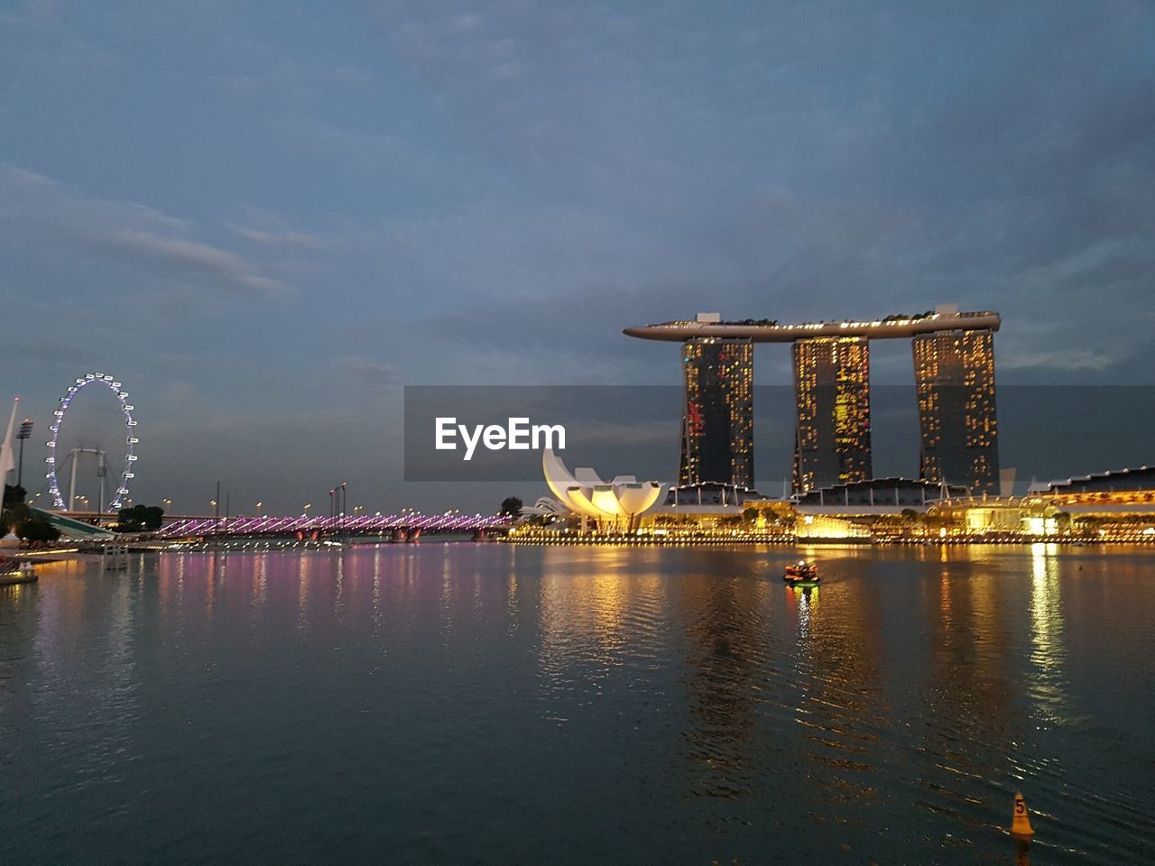 View of illuminated city at night