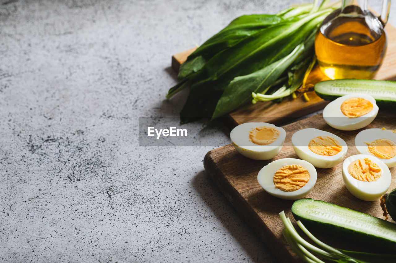 food and drink, food, healthy eating, freshness, wellbeing, vegetable, egg, no people, dish, indoors, high angle view, still life, produce, meal, ingredient, fruit, table, spice, cuisine, raw food, studio shot