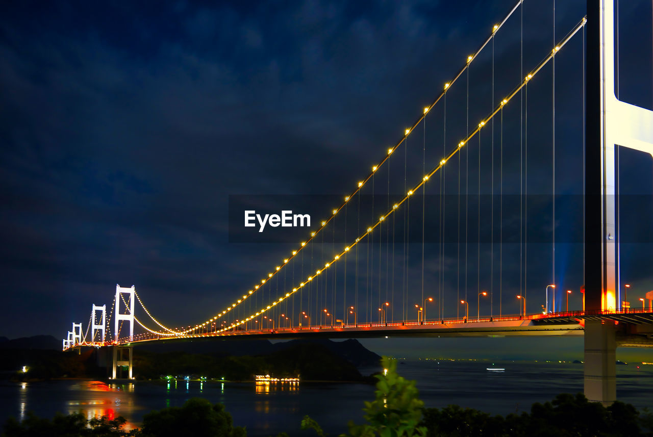 Illuminated suspension bridges between small island