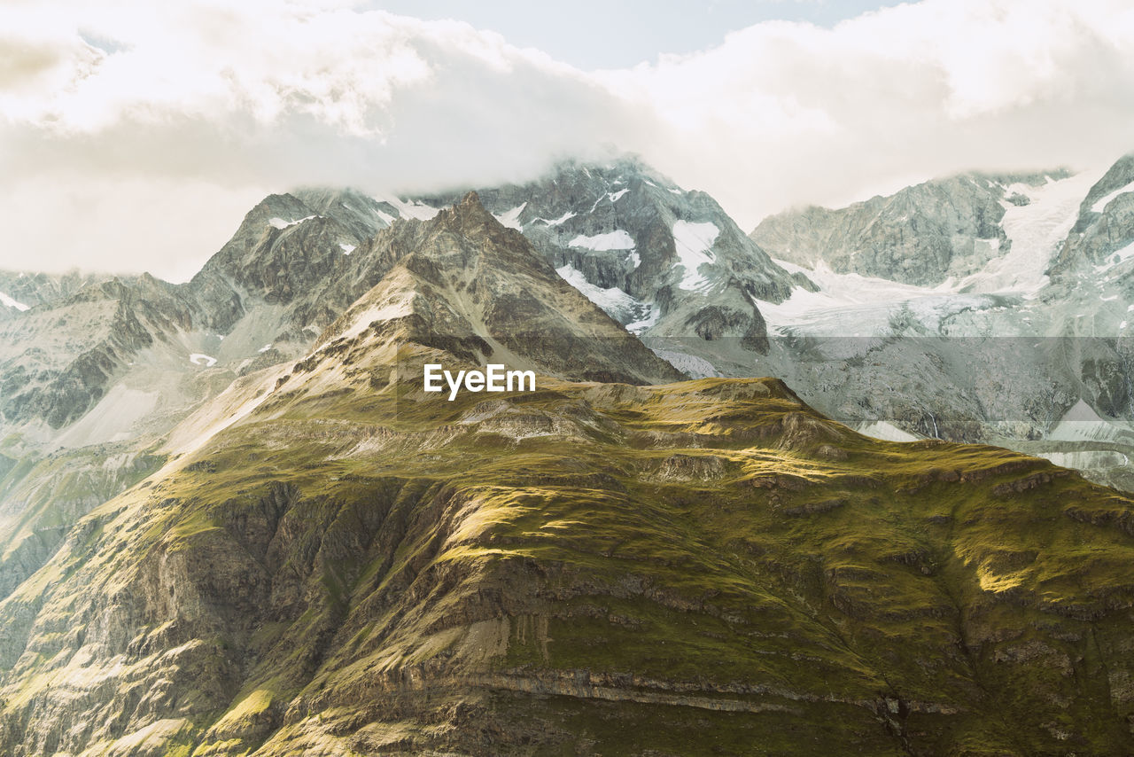 Aerial view of glacier and alps near gornergrat zermatt