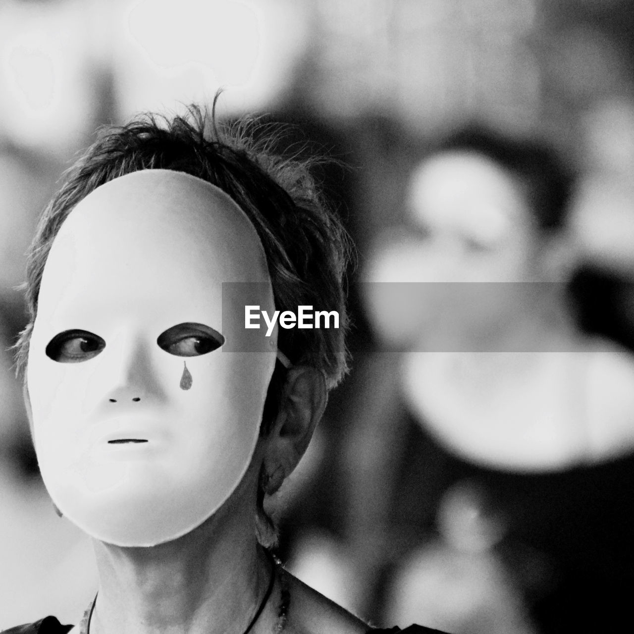 Close-up up of woman wearing mask during carnival