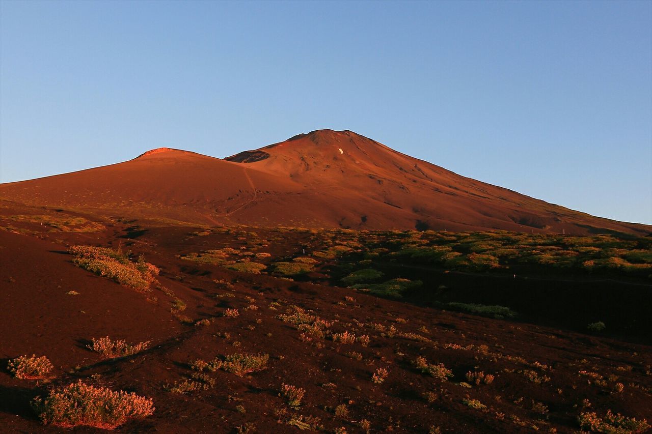 Scenic view of mountain against clear sky