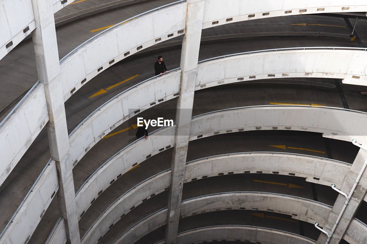 High angle view of man standing in office building