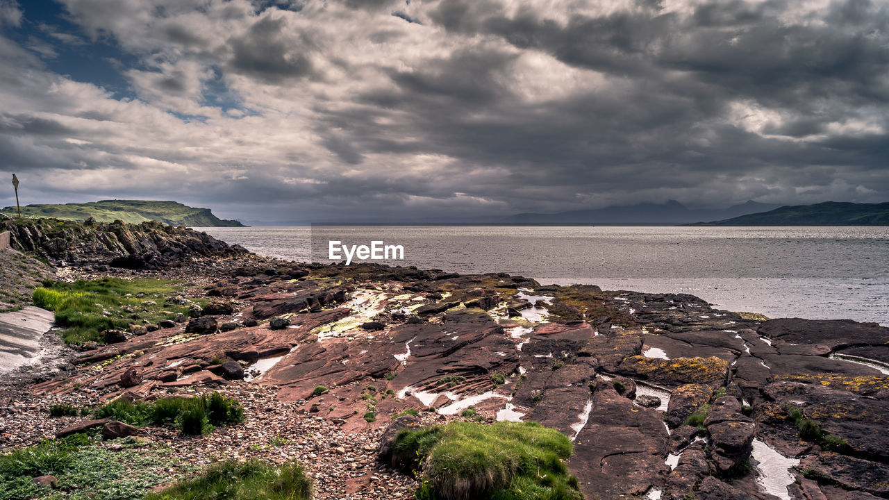 SCENIC VIEW OF ROCKS ON SEA AGAINST SKY
