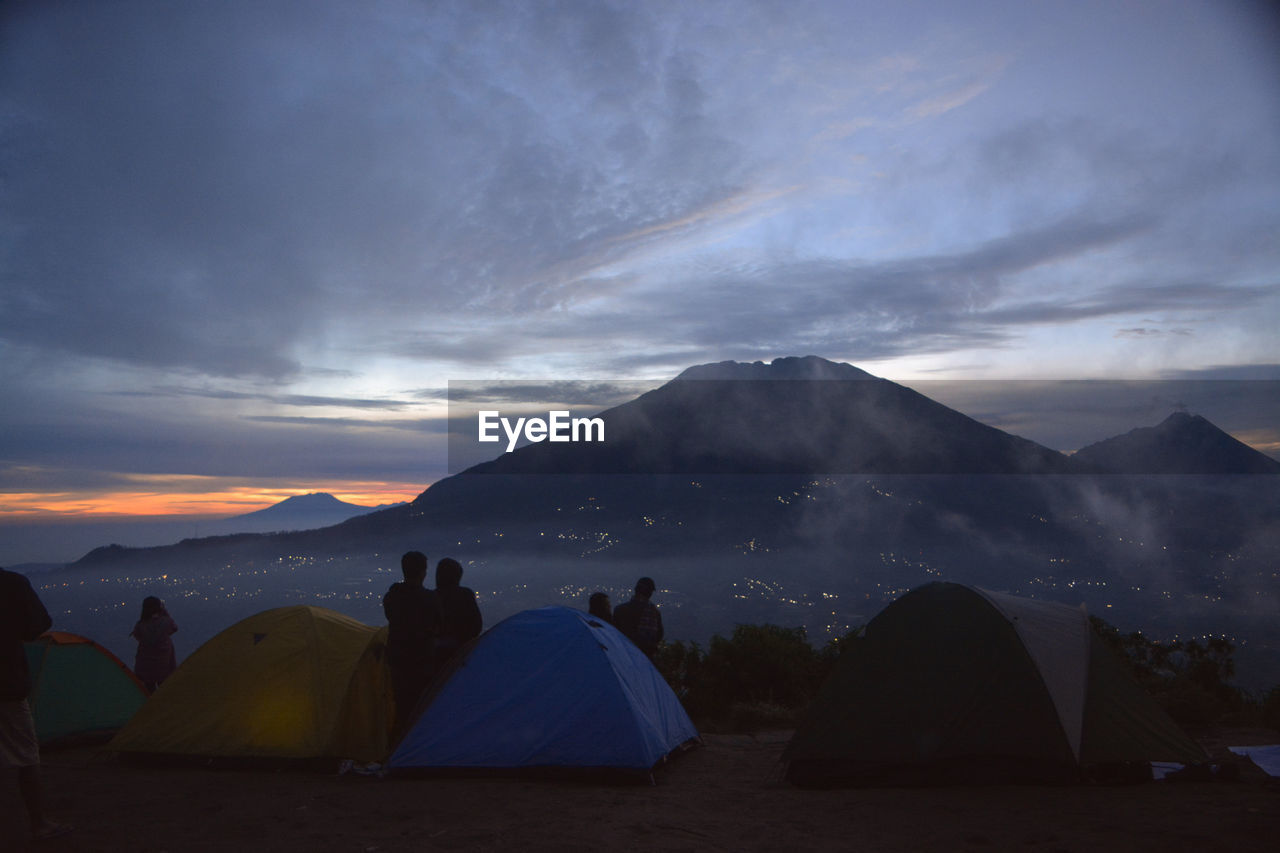 Waiting for the morning at mount andong, indonesia