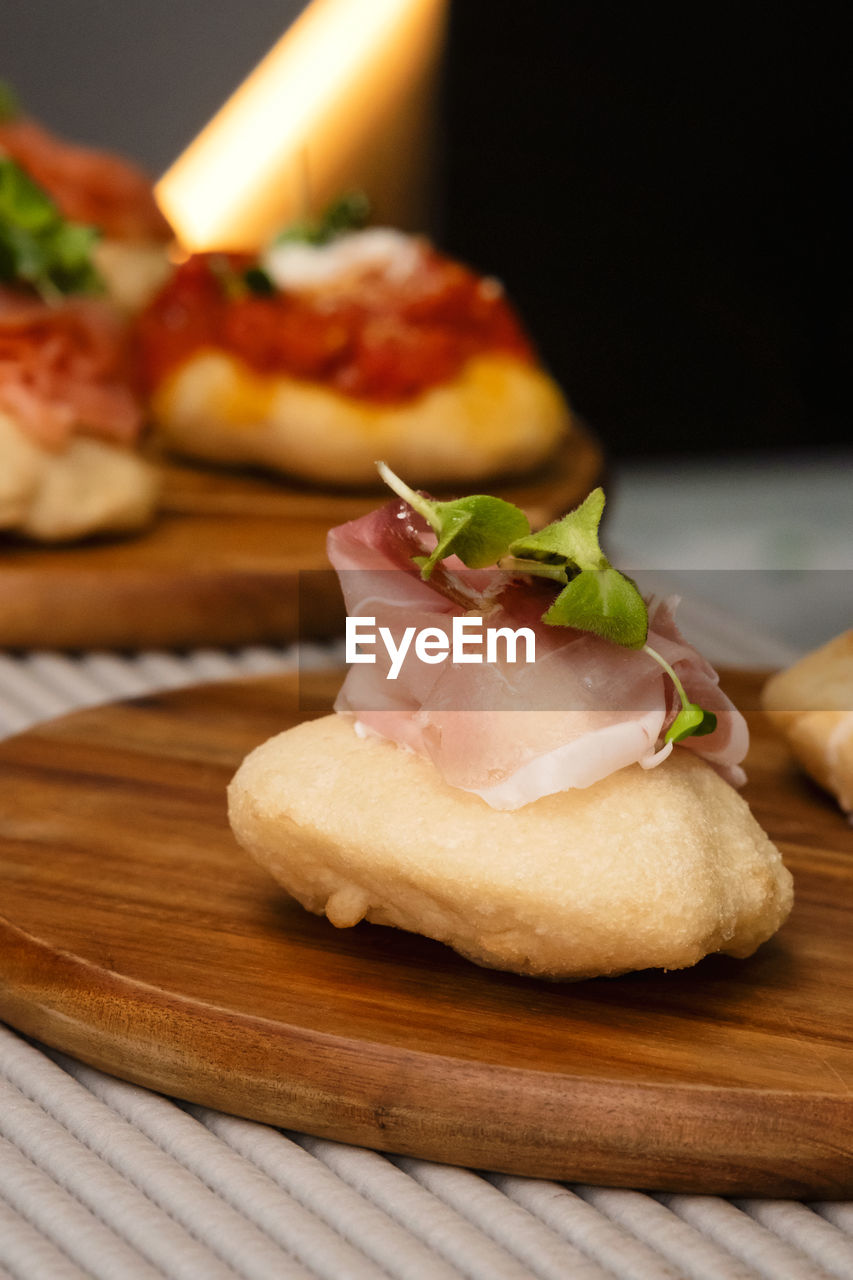 Close-up of food on cutting board