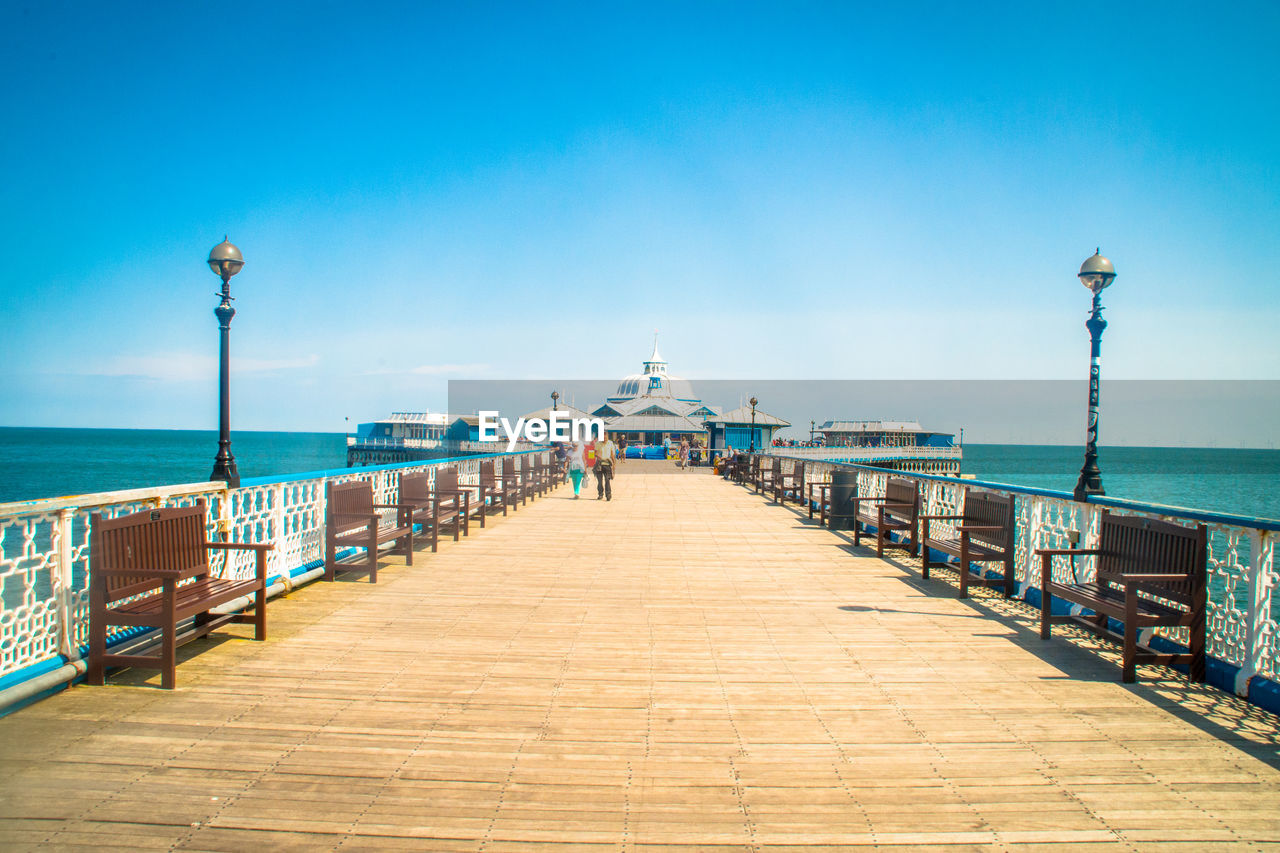 PIER AMIDST SEA AGAINST SKY