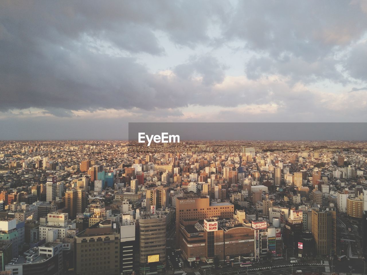 Aerial view of cityscape against sky