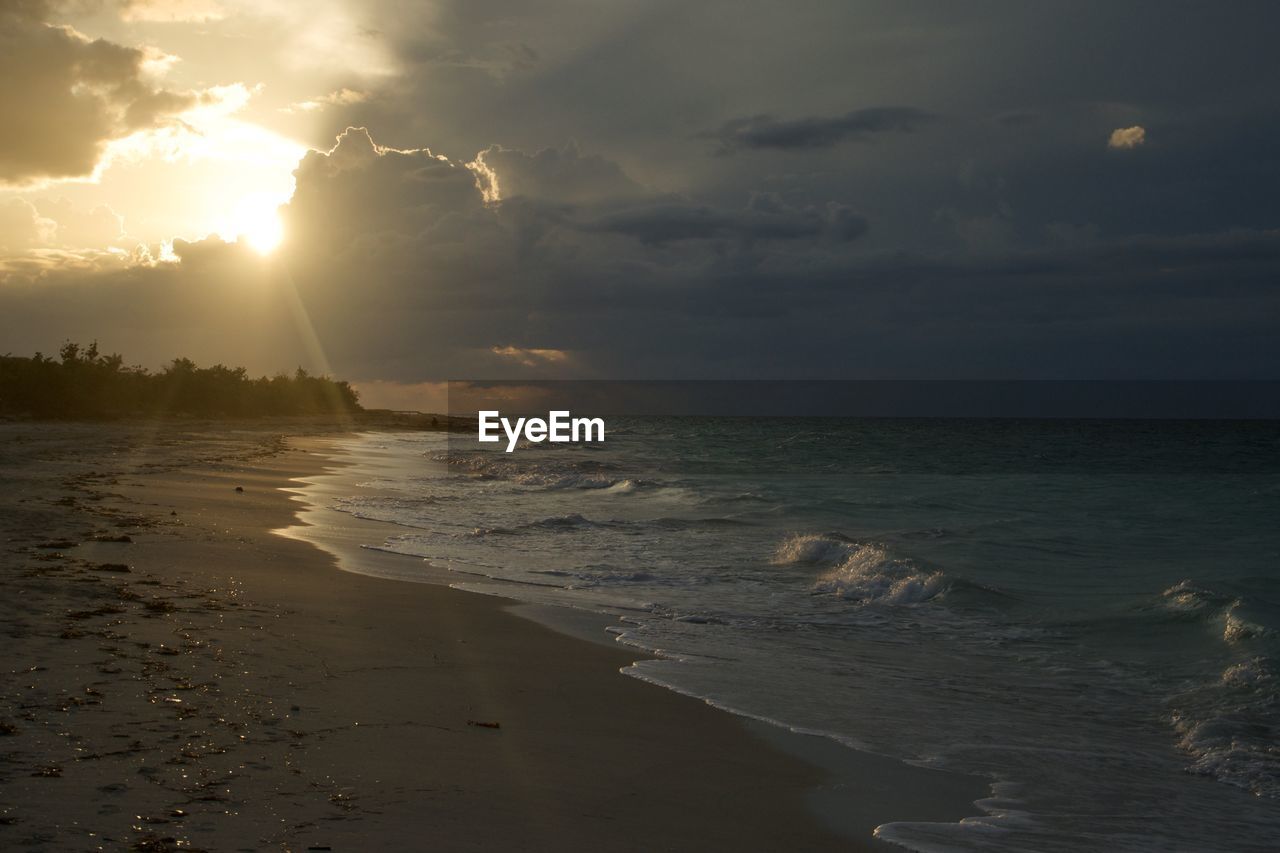 SCENIC VIEW OF SEA AGAINST SUNSET SKY