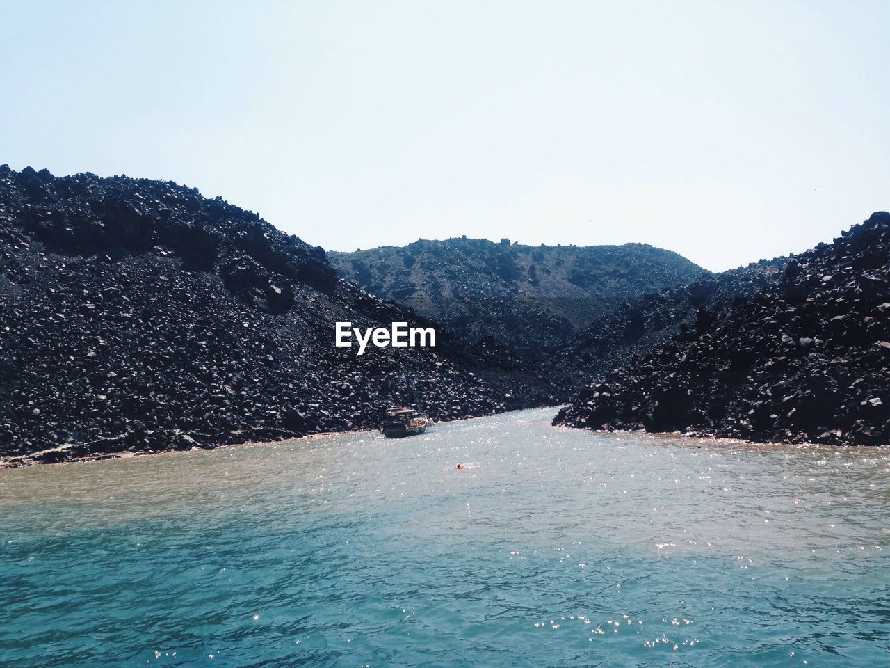 Scenic view of lake against clear sky