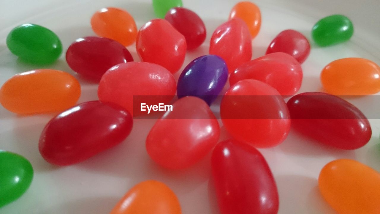 Close-up of jelly beans on table