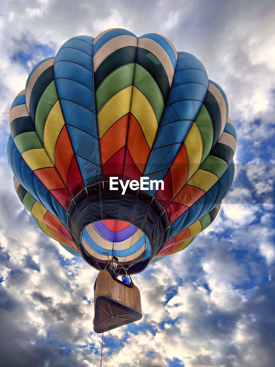 Low angle view of hot air balloon against sky