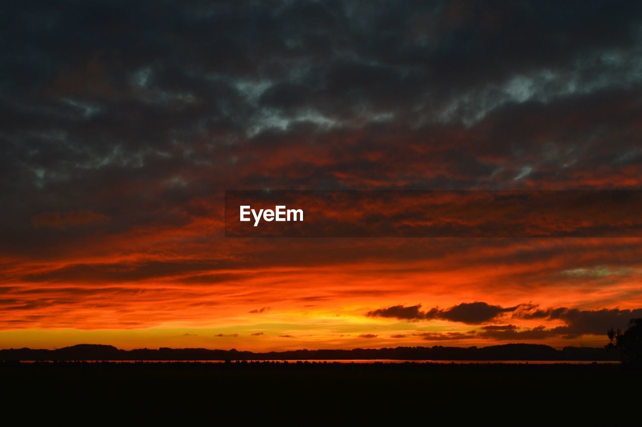 Silhouette of cloudy sky at sunset