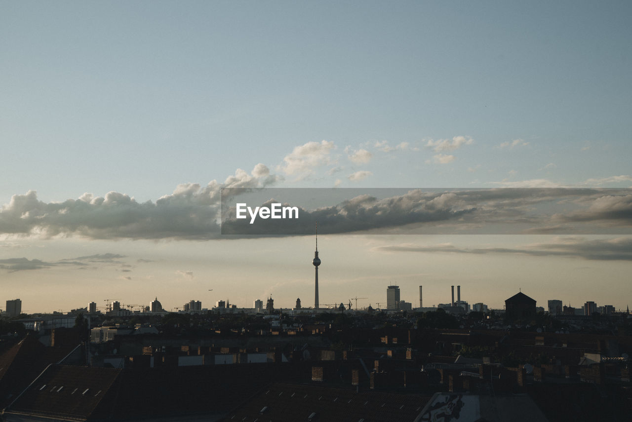 High angle view of cityscape against sky