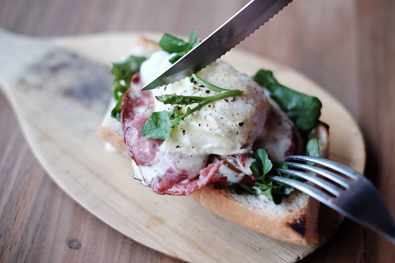 Close-up of breakfast on table