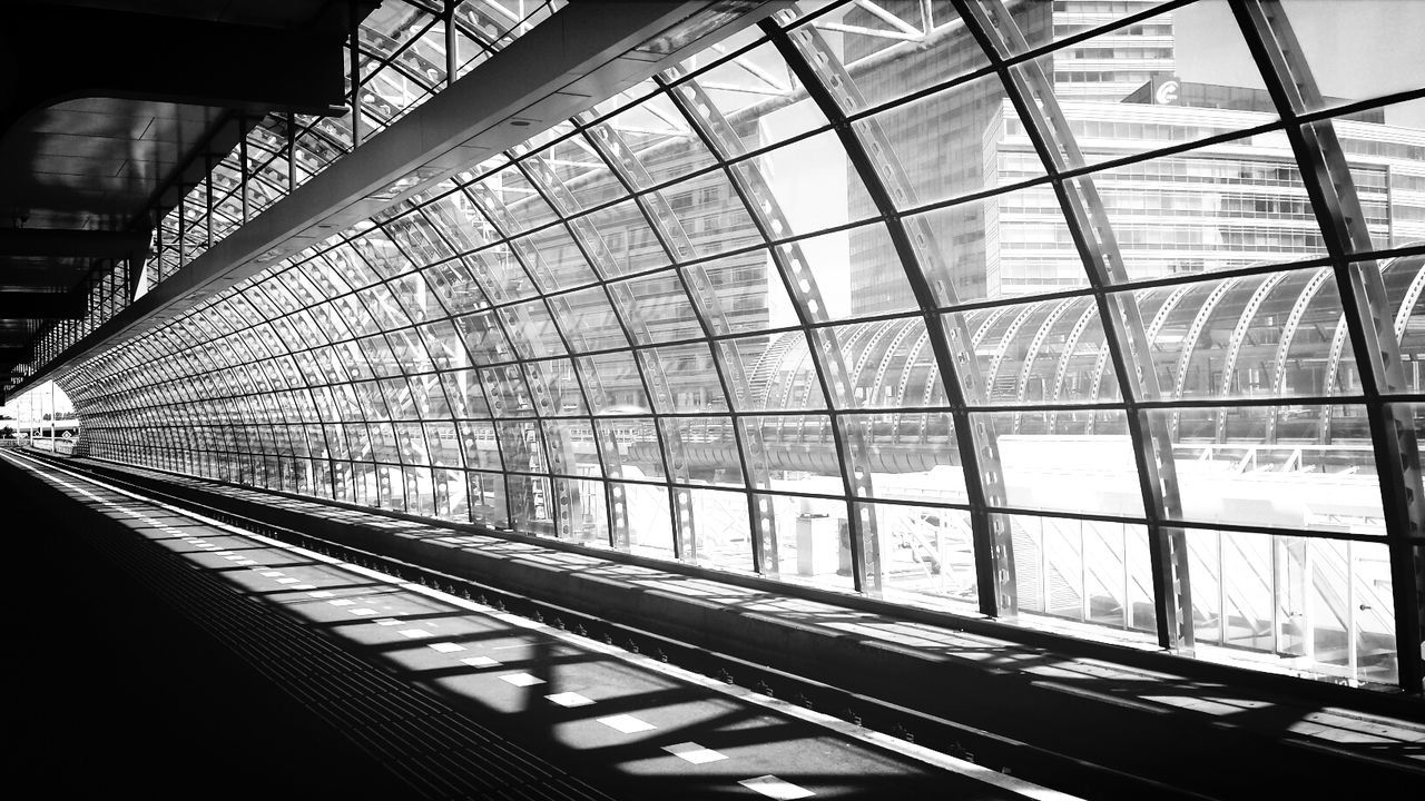 View of an empty railway station platform