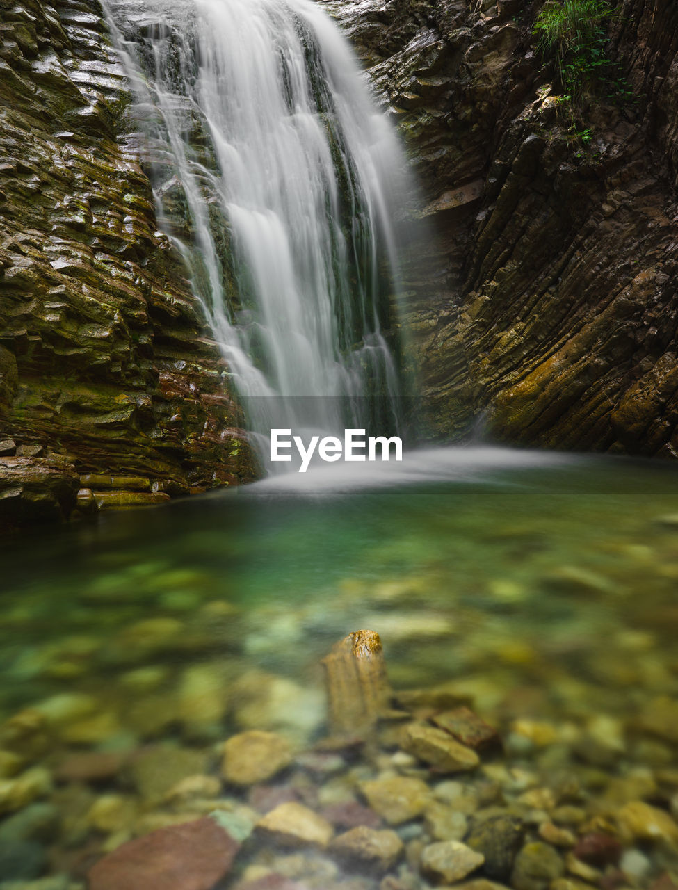 Scenic view of waterfall in forest