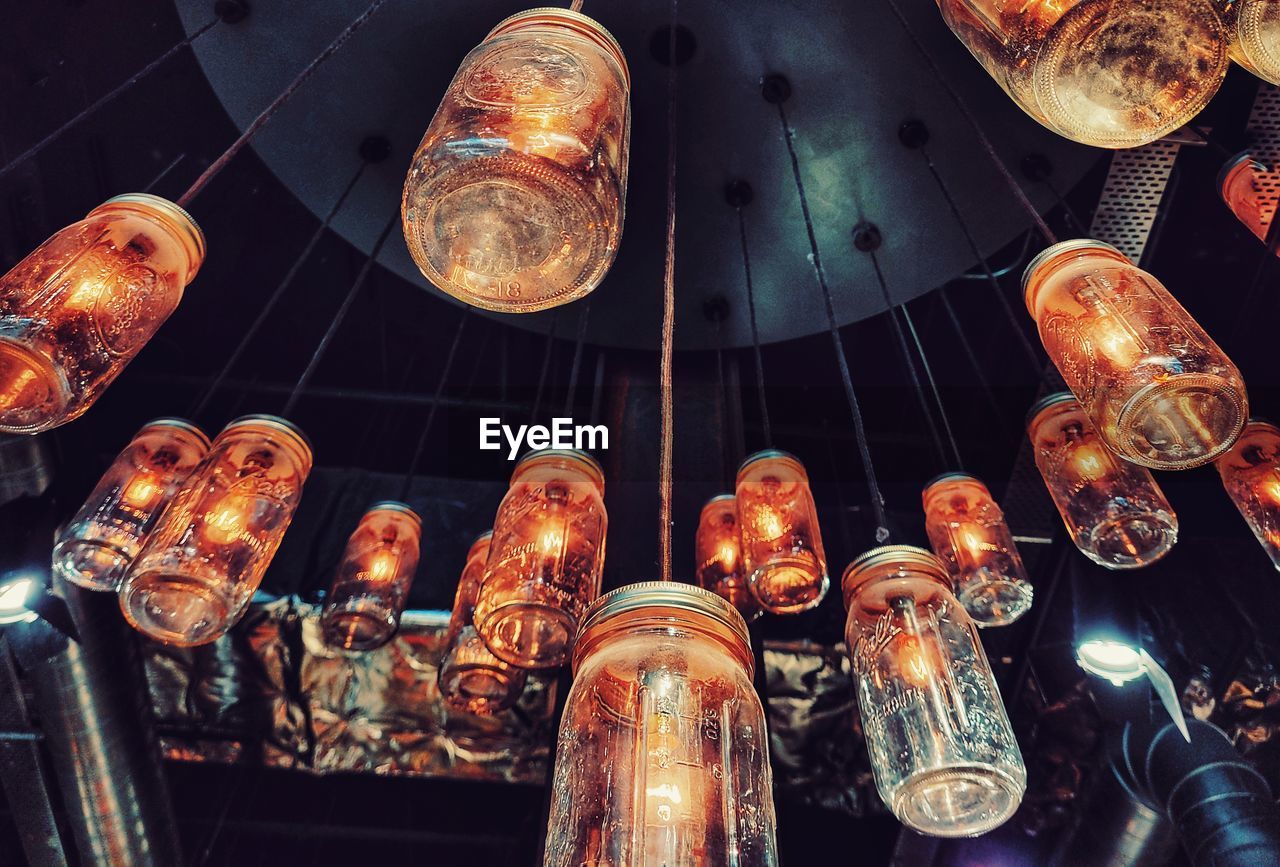 High angle view of illuminated lanterns