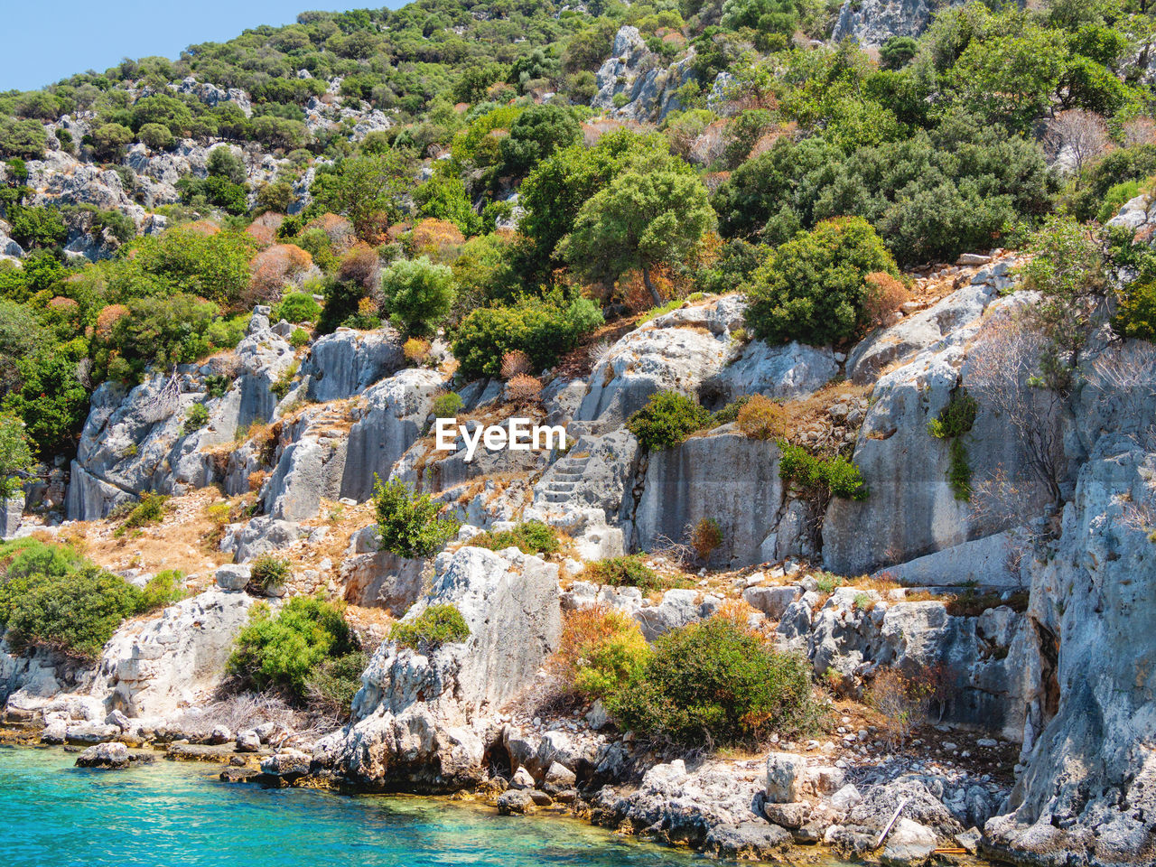 Ruins of sunken city on kekova, small turkish island near demre. turkey.