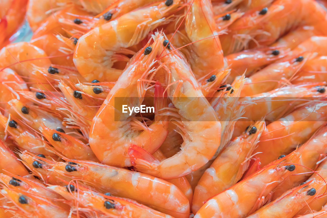 Fresh delicious prawns or steamed shrimp ready to eat seafood thai food.