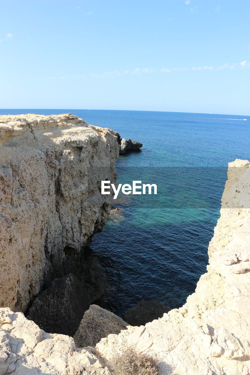 SCENIC VIEW OF BEACH AGAINST BLUE SKY