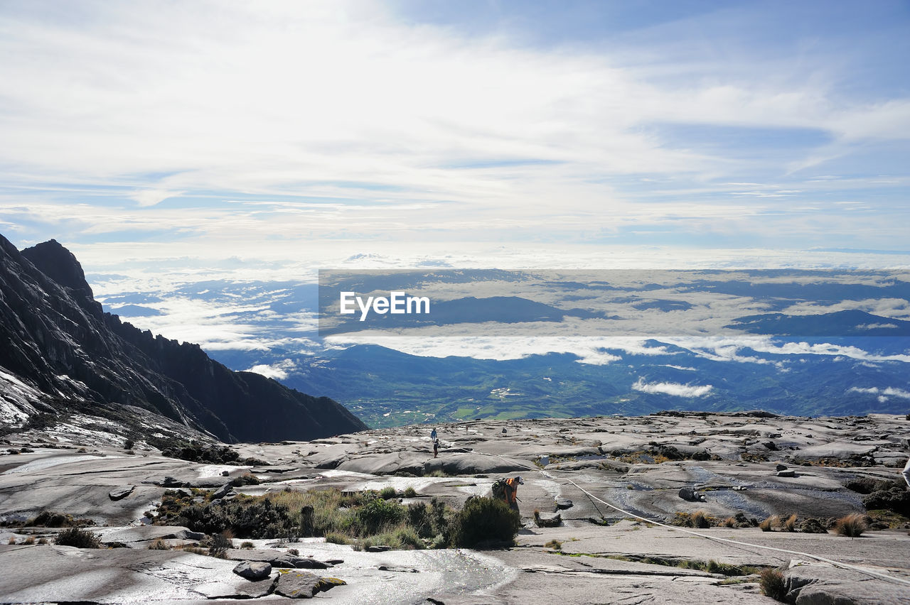 SCENIC VIEW OF MOUNTAINS AGAINST CLOUDY SKY