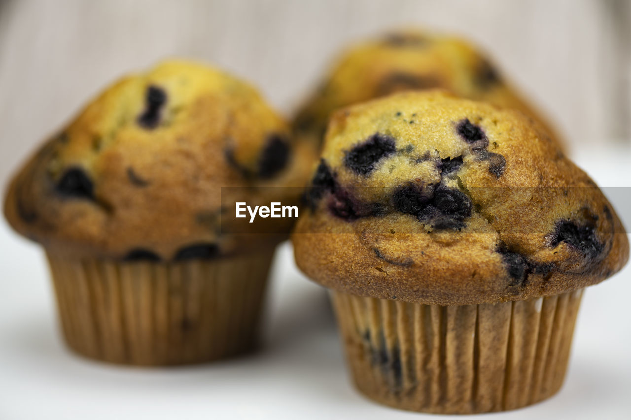 Freshly made blueberry muffins.