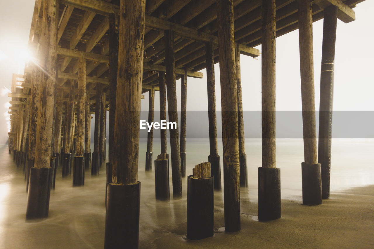 Wooden pier supports