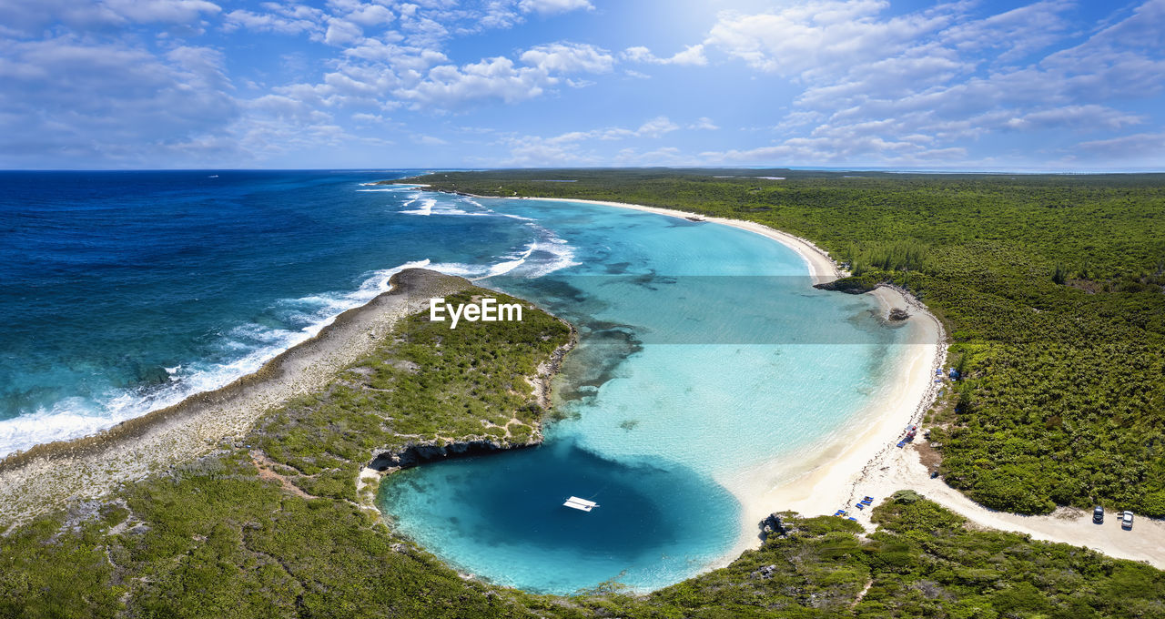 aerial view of beach against sky