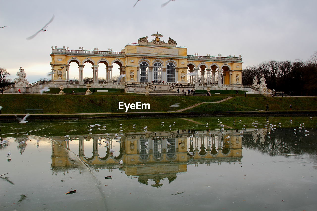 Reflection of building in water