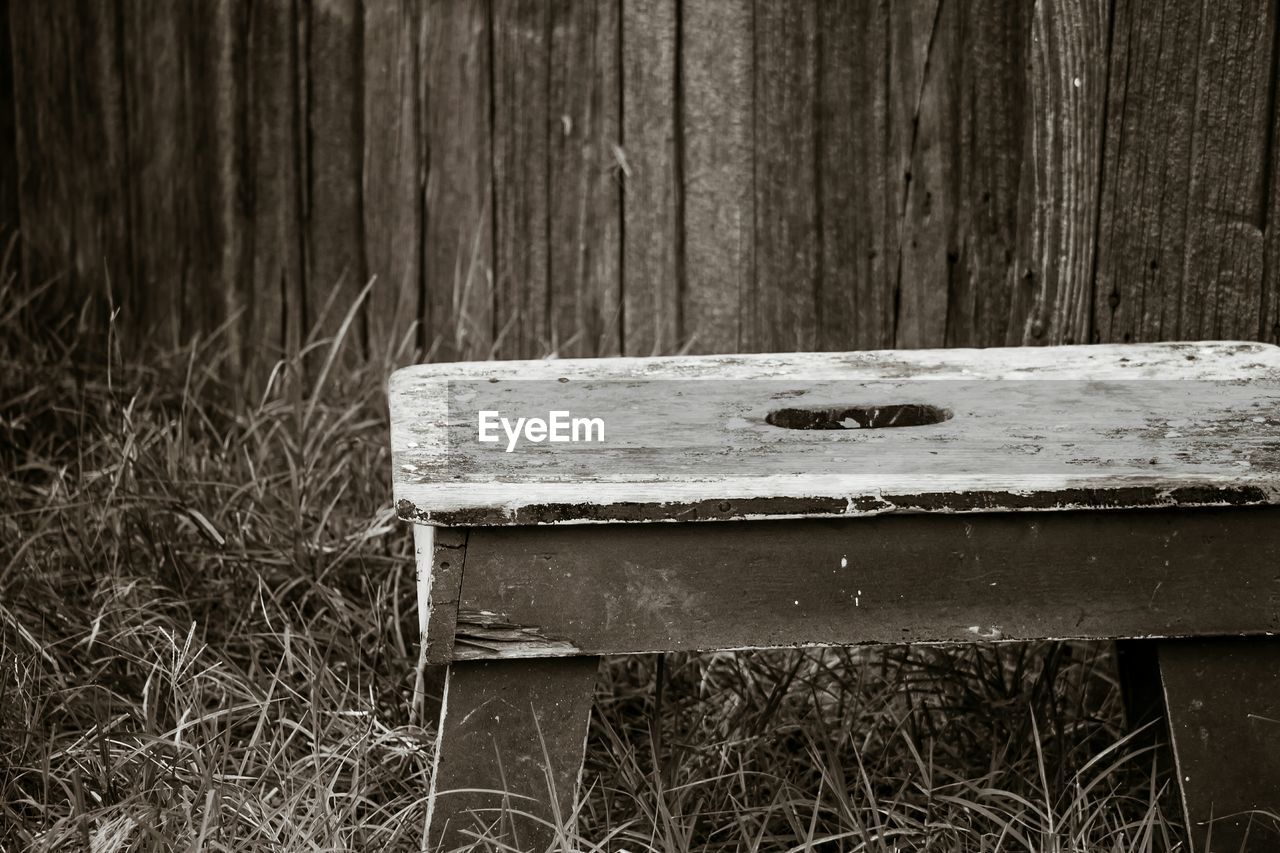 Picnic table in forest