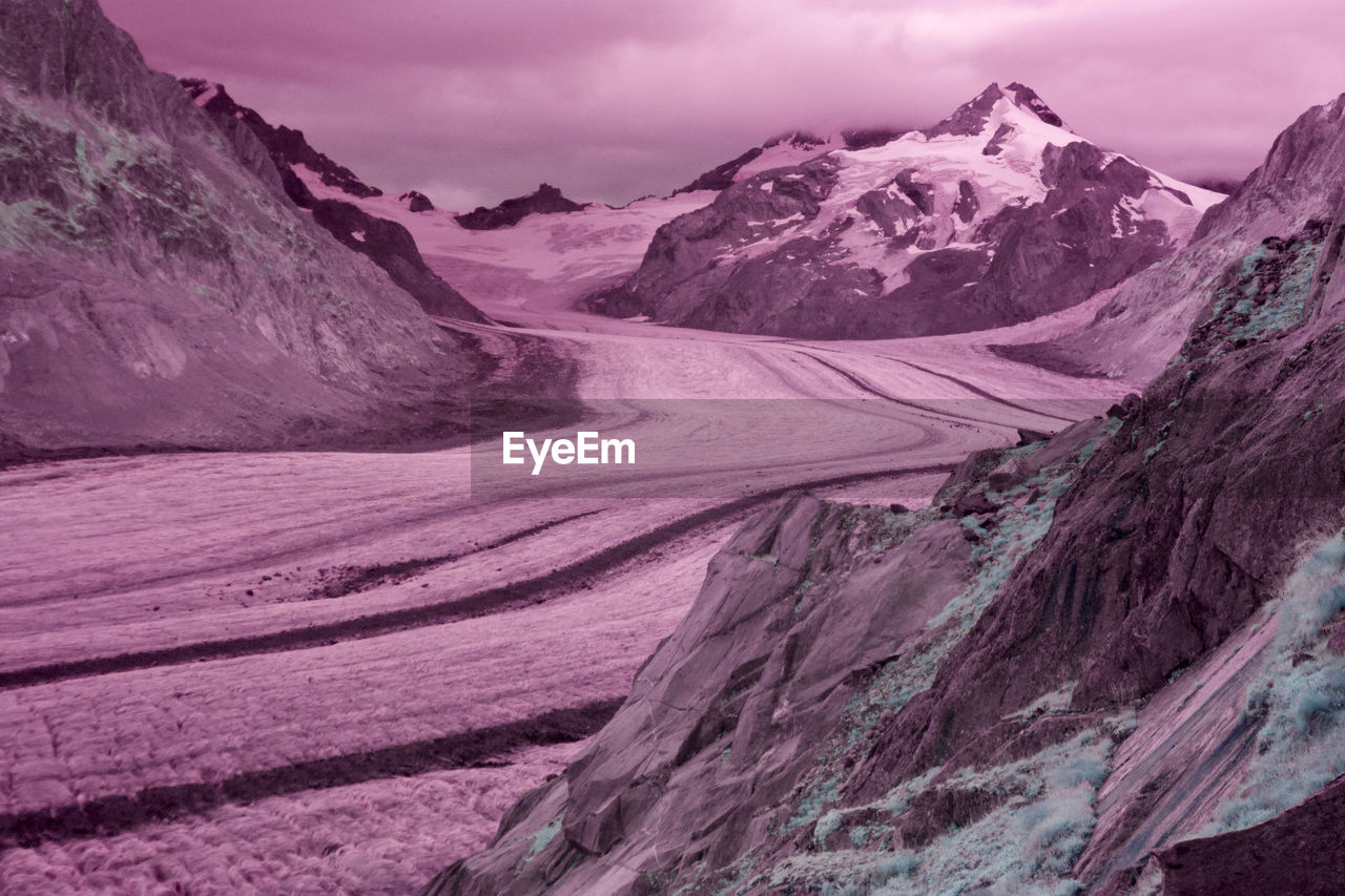 Infrared view of the largest glacier in the swiss alps, aletsch glacier