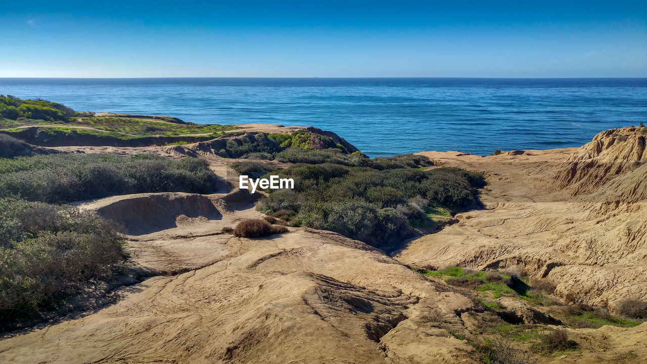 Scenic view of sea against clear sky