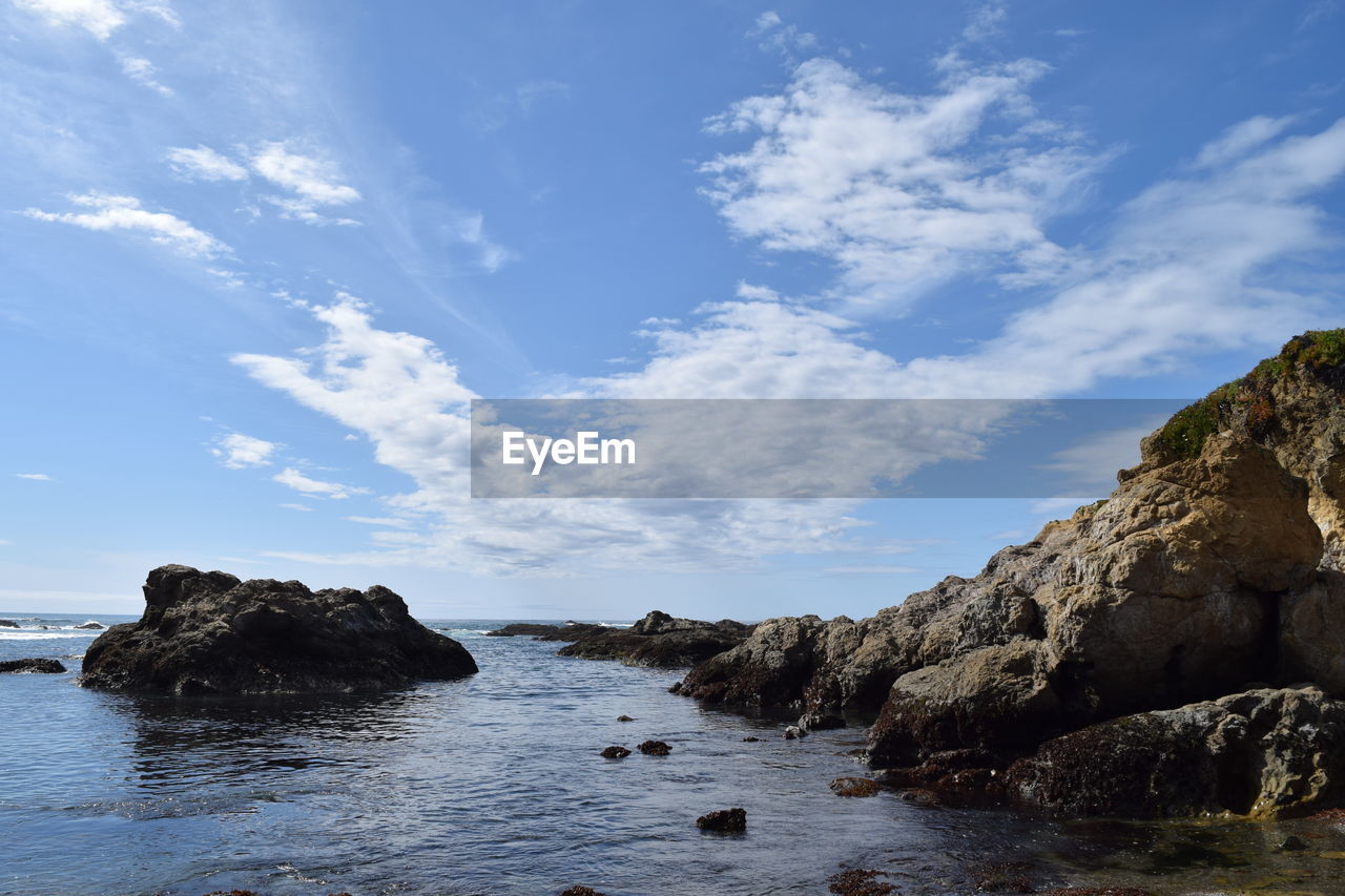 Scenic view of sea against cloudy sky