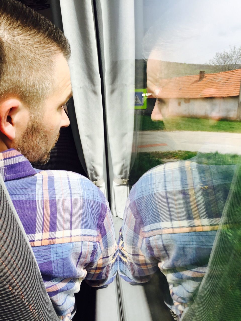 Man traveling by bus