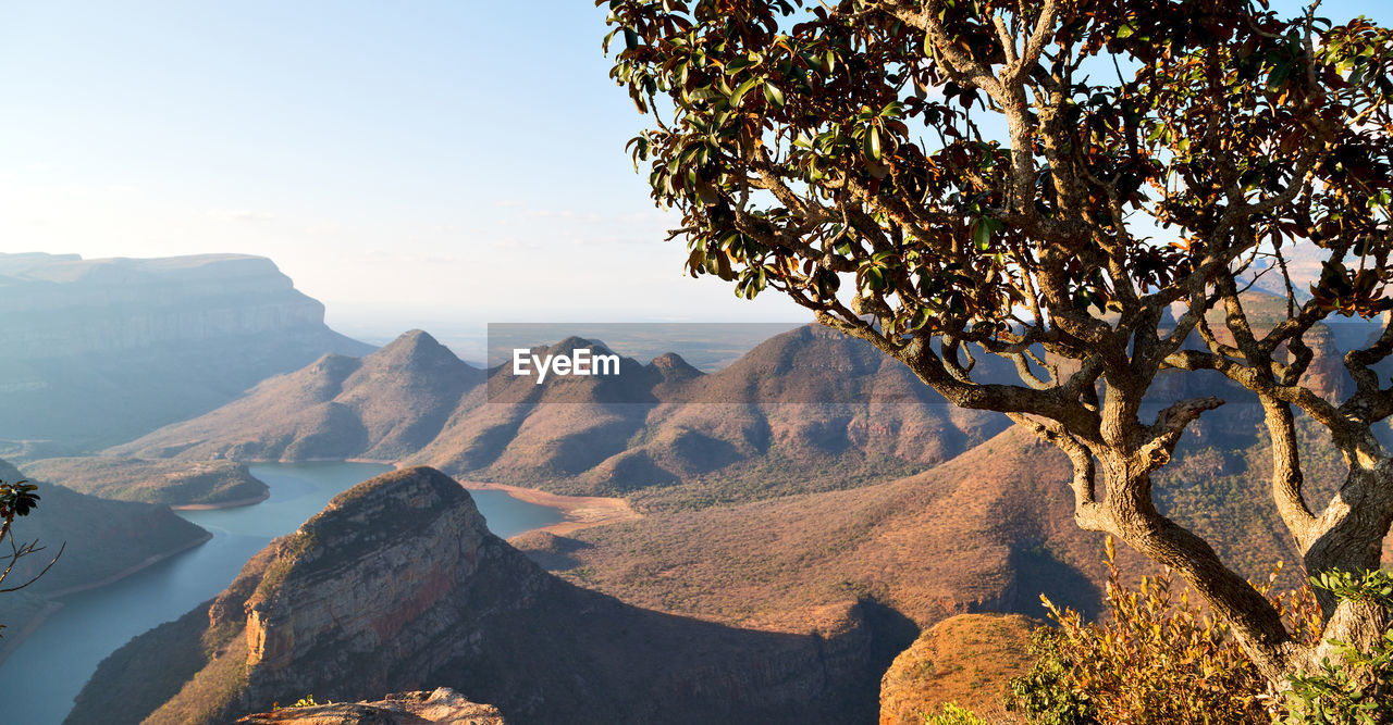 Scenic view of mountains against clear sky