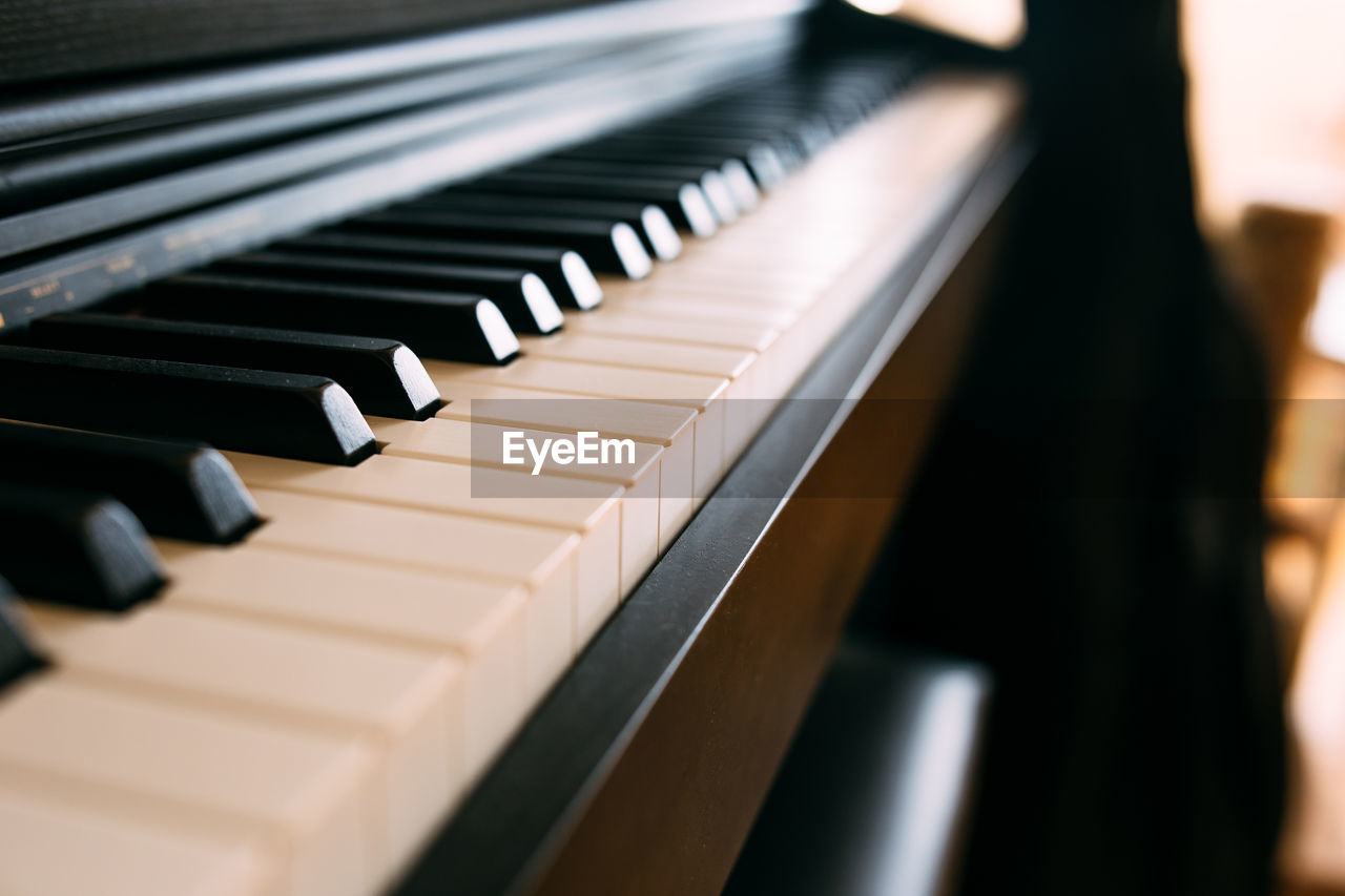 Close up black and white piano keys