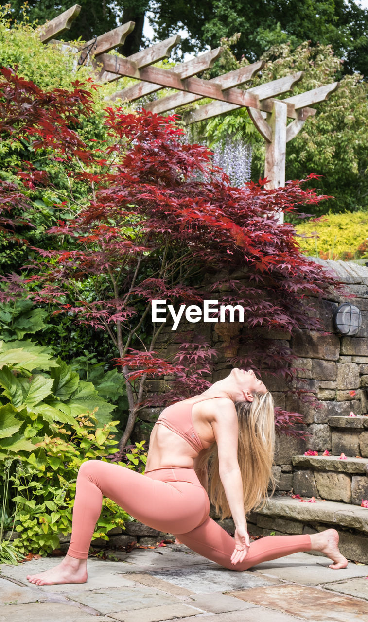 one person, women, adult, plant, full length, young adult, lifestyles, nature, tree, clothing, blond hair, leisure activity, day, relaxation, yoga, flower, hairstyle, long hair, female, exercising, outdoors, sitting, wellbeing, barefoot, sports, flexibility, beauty in nature, human leg, zen-like, tranquility, side view