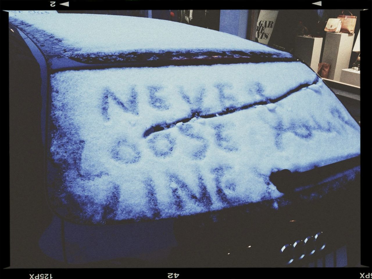 Snowcapped car