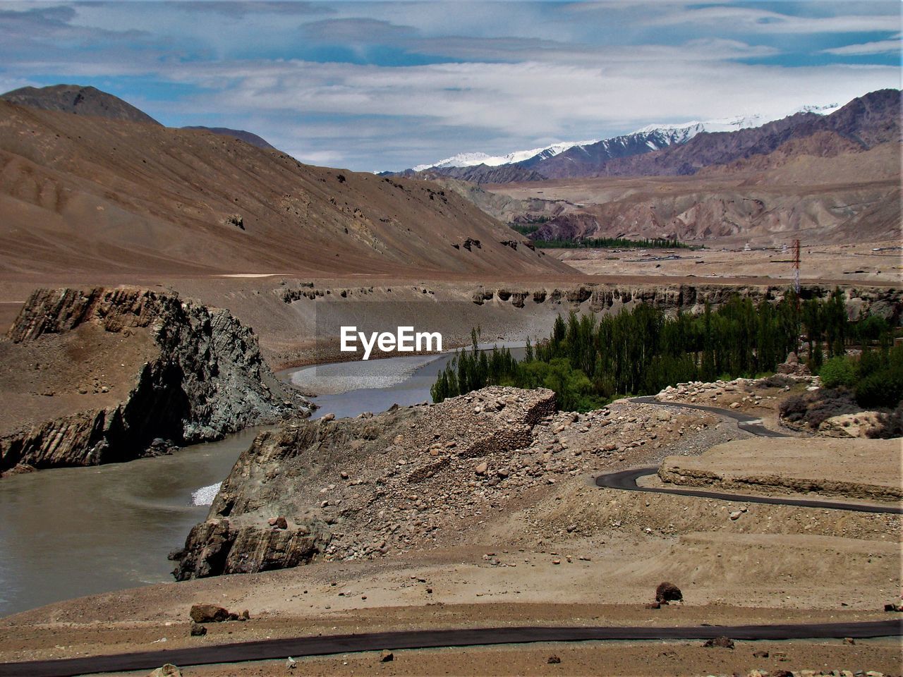 Scenic view of landscape and mountains against sky