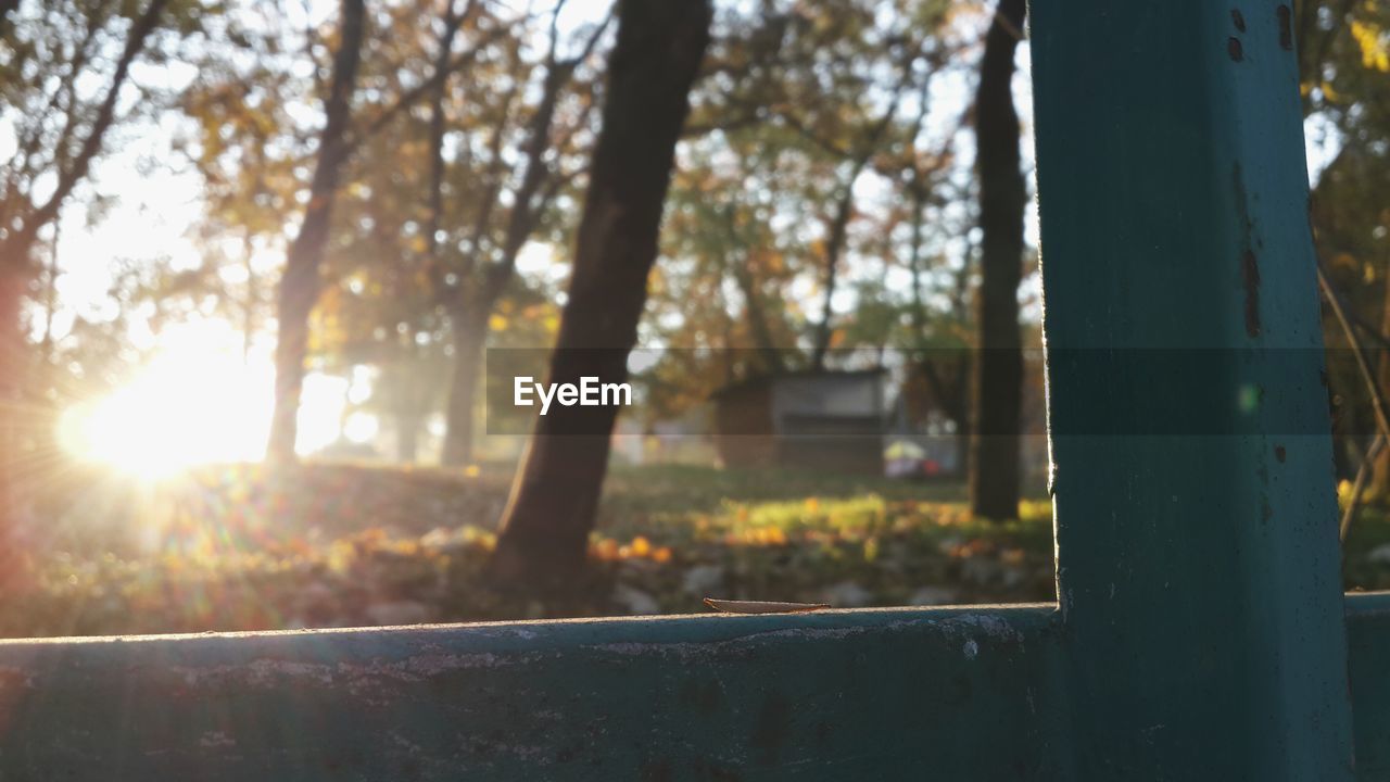 Close-up of fence on field