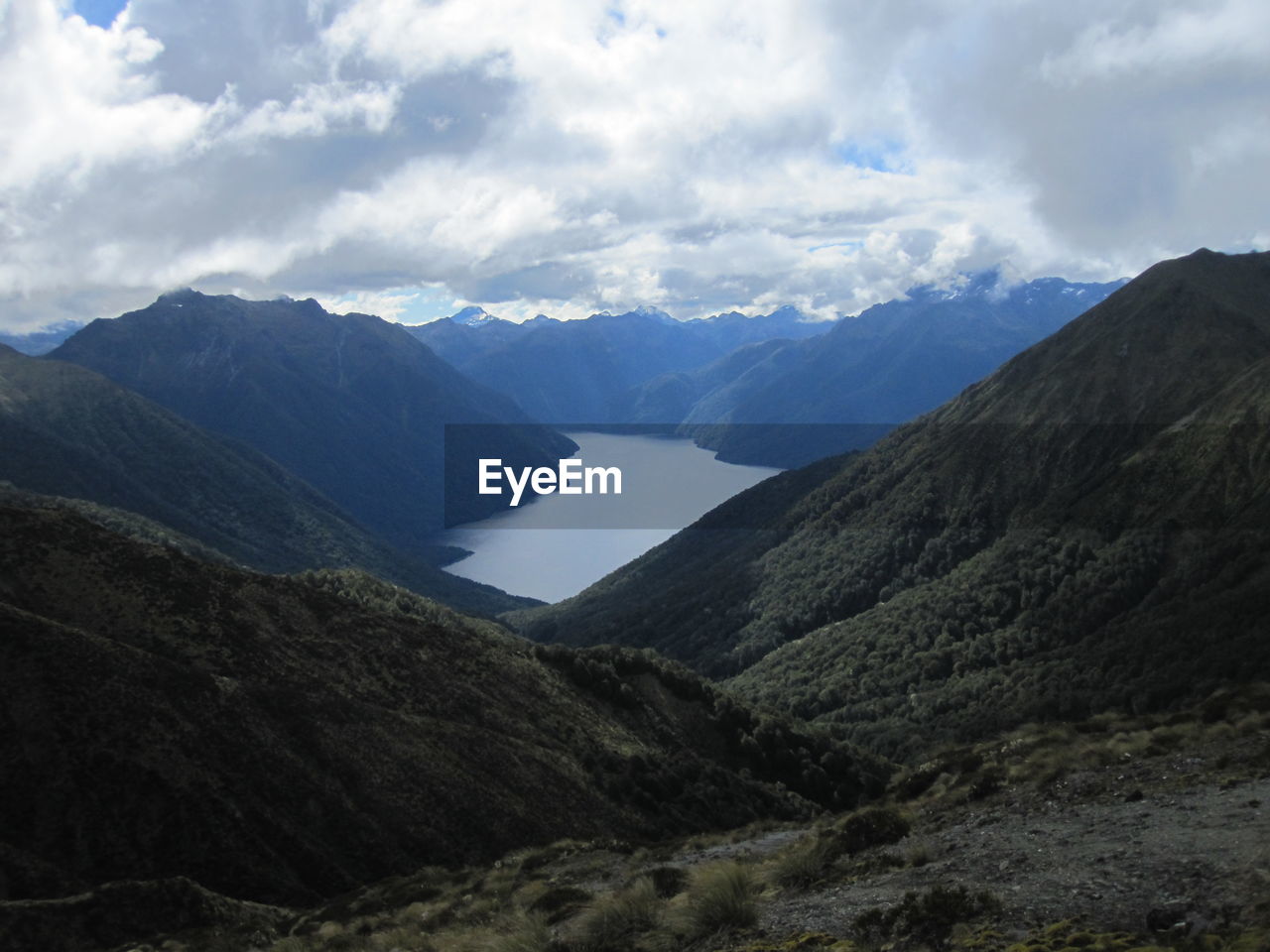 Scenic view of mountains against sky