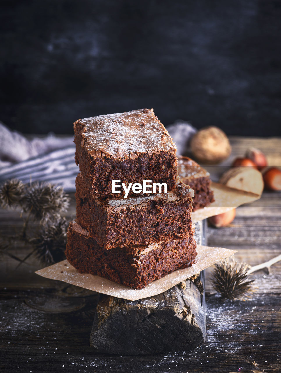 Close-up of brownies on table